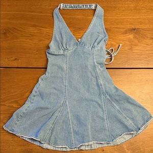 SHEIN Blue Denim Halter Dress